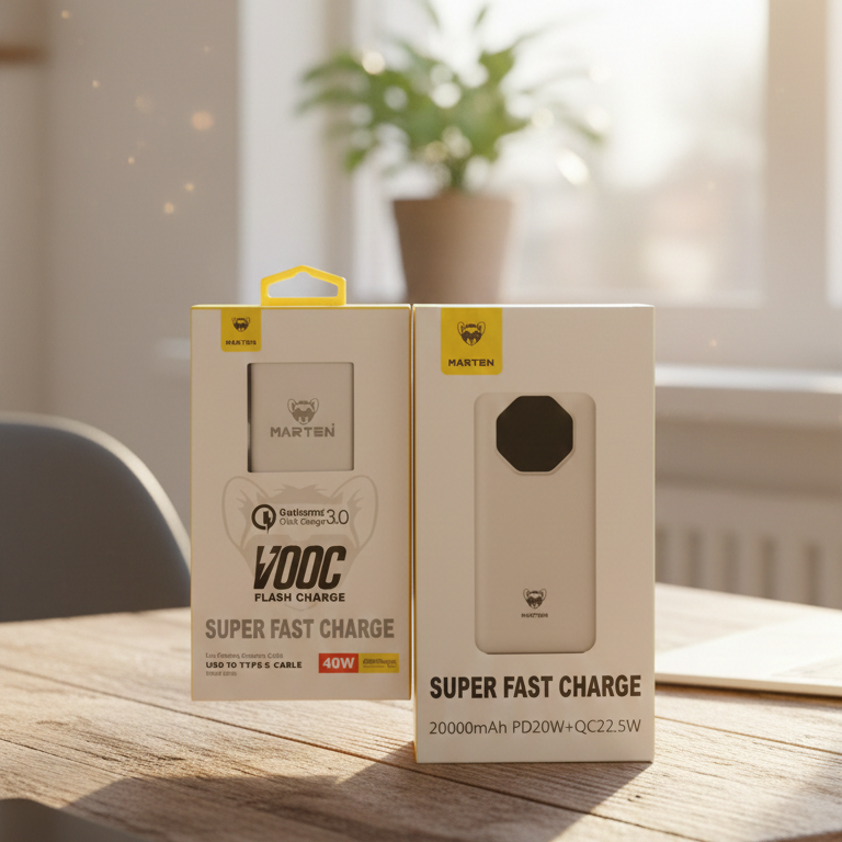 3pcs Marten Power Bank, Charger And Charging Cable Super Fast Charge Set 20000 Mah Power Bank 38w Fast Charge