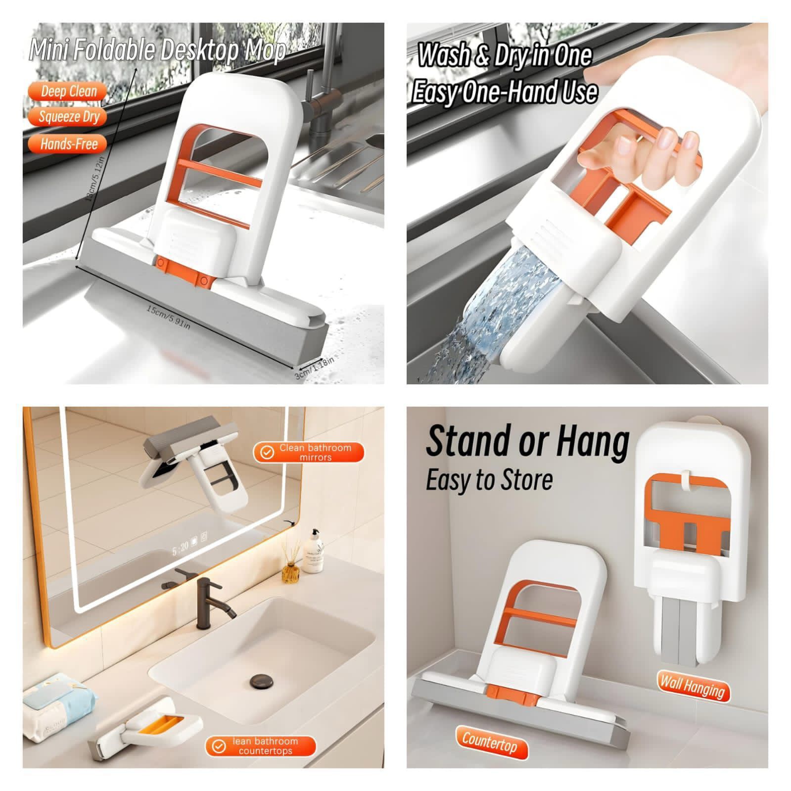 Portable Foldable Mini Self-Squeezing Sponge Mop
