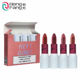 Set of lipsticks with a 'Hey Girl!' box and Heng Fang branding.