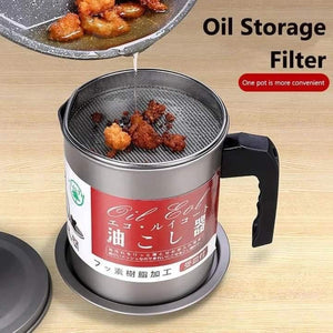 Oil Filter Pot 1.4L | Oil Strainer For Kitchen | Oil Container Pot Filter 1.4 Liter