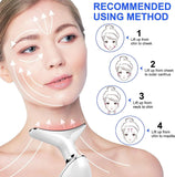 Facial massager device with usage instructions on a white background
