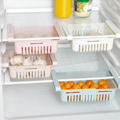 Adjustable Storage Basket For Fridge | Plastic Basket | Stretchable Food Organizer (1 Pc) (Random Color)