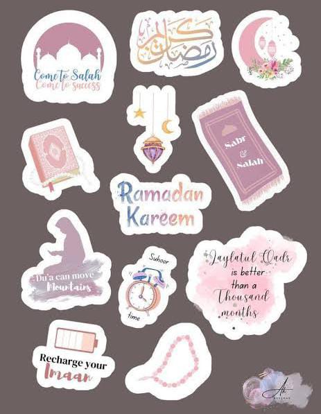 Ramadan Mubarak Sticker Pack – 12 Uncut Decorative Stickers