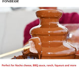 3-tier chocolate fountain machine for dipping fruits, marshmallows, and sweet treats.