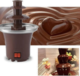 3-tier mini electric chocolate fondue fountain for serving melted chocolate at parties and celebrations.