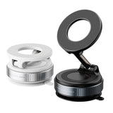 Two adjustable phone holders, one white and one black, on a white background.