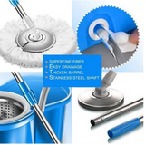 Rotating floor cleaning mop with interchangeable pads for convenient home cleaning.