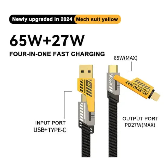 4-in-1 multi charging data cable with braided construction for durability and everyday use.