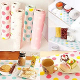 45x150cm polka dot foamic shelf liner designed to keep kitchen shelves clean and organized.
