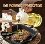 Oil pouring function demonstration with a person pouring oil onto a grill pan with food.