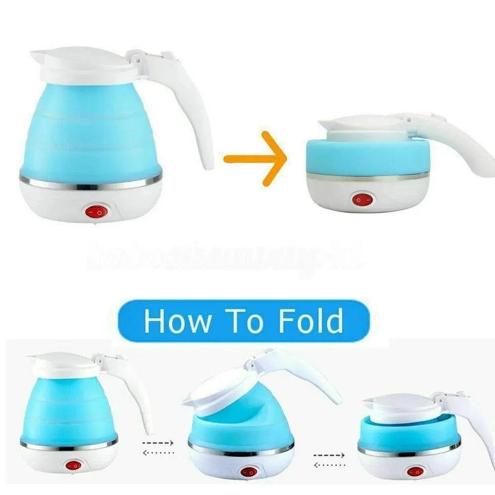 600ml collapsible electric kettle with a foldable design for compact storage and travel.