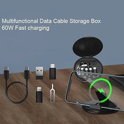 60W multi-device charging cable set for fast and convenient charging of compatible electronics.