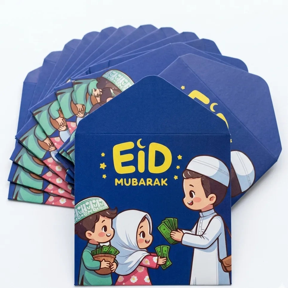 8-piece Eid money gift envelope set featuring festive designs for Eidi cash gifts.