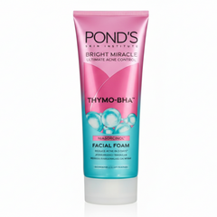 Pond's Bright Miracle Thymo-BHA facial foam tube on a white background