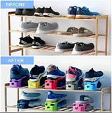 Adjustable foldable double-layer shoe rack 2-piece set for organized and space-saving shoe storage.