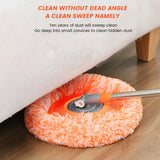 Telescopic microfiber floor mop with rotating head for convenient home cleaning.