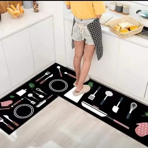 Anti-slip floor mat set pack of 2 for providing comfort, safety, and protection in home spaces.