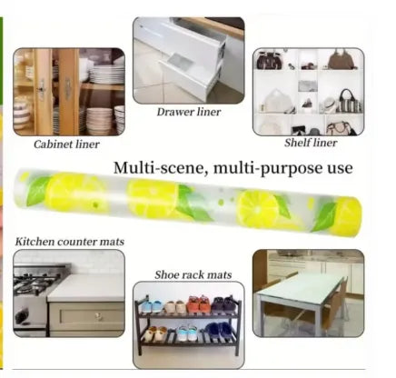 Waterproof cabinet shelf liner for preventing scratches, moisture, and everyday wear on surfaces.