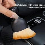 Automotive soft cleaning brush for safely cleaning delicate interior surfaces without scratching.