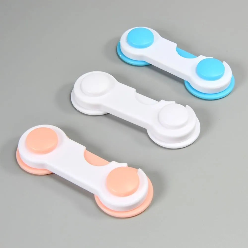 Infant-proofing drawer lock designed for added safety around household furniture and storage spaces.