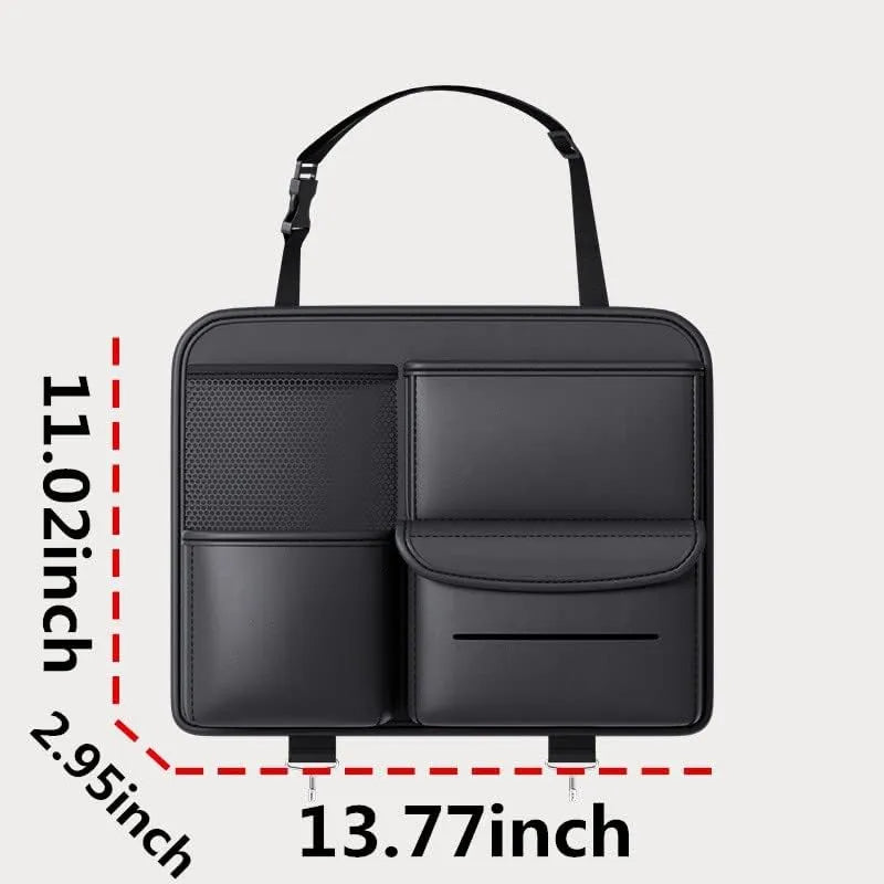 Black bag with measurements on a white background