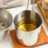 Compact stainless steel fryer pot with a 1.2L capacity for convenient everyday cooking.