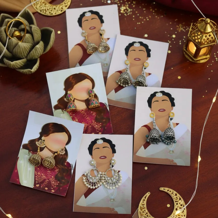 Decorative Eidi cards for earrings featuring festive designs for elegant gift presentation.
