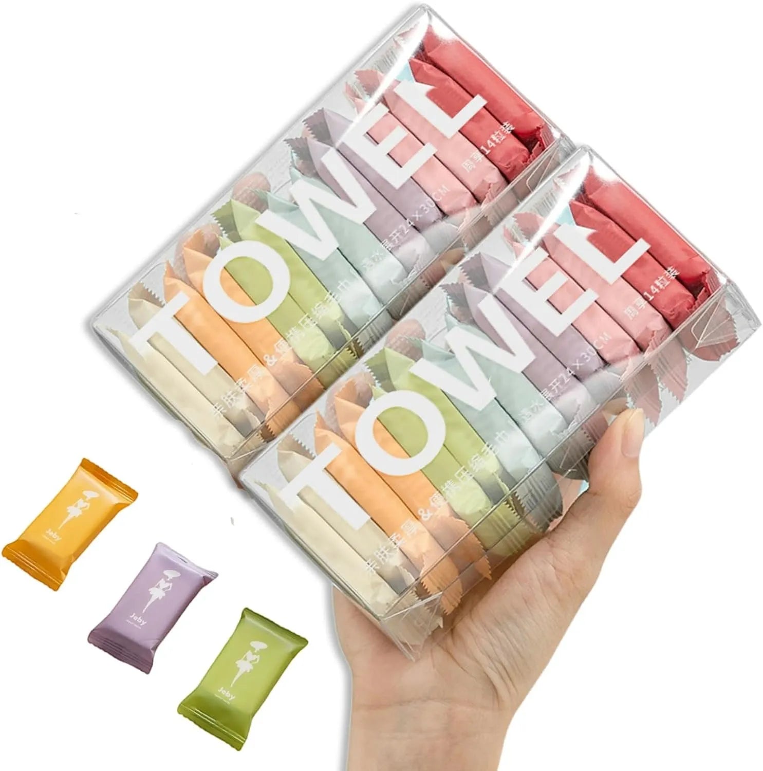 Disposable compressed face towels that unfold with water for everyday cleansing and travel use.