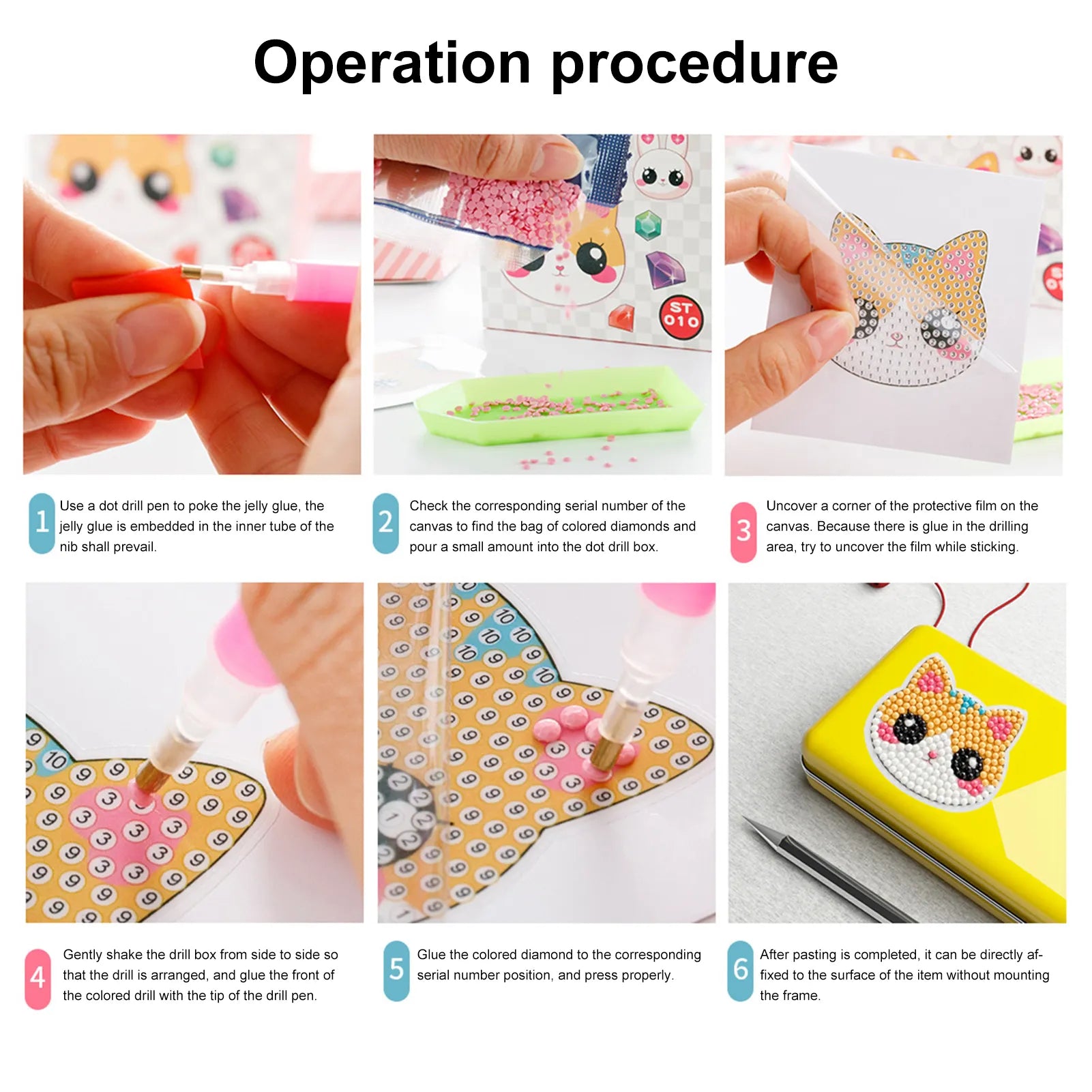 Children's diamond art sticker kit with sparkling gems for hands-on arts, crafts, and creative play.