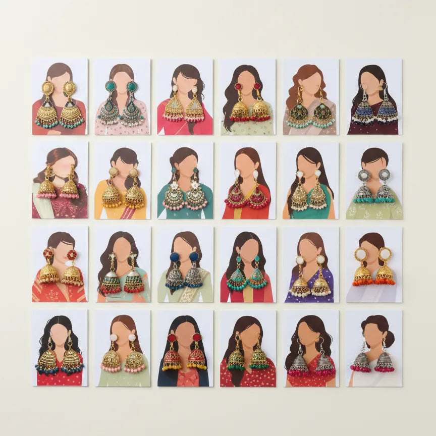 27-piece Eidi cards for earrings designed to add a festive touch to jewelry gifts.