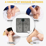 Electric EMS foot massage mat with TENS technology for customizable foot massage and relaxation at home.