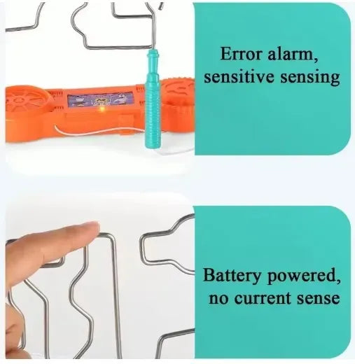 Battery-powered device with text indicating error alarm and sensitive sensing.