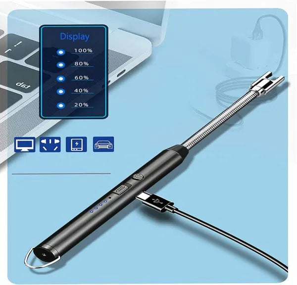 Electric USB lighter with a 360° rotatable neck and rechargeable design for everyday convenience.
