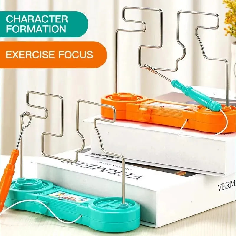Teal letter formation tool with orange letters on a white surface