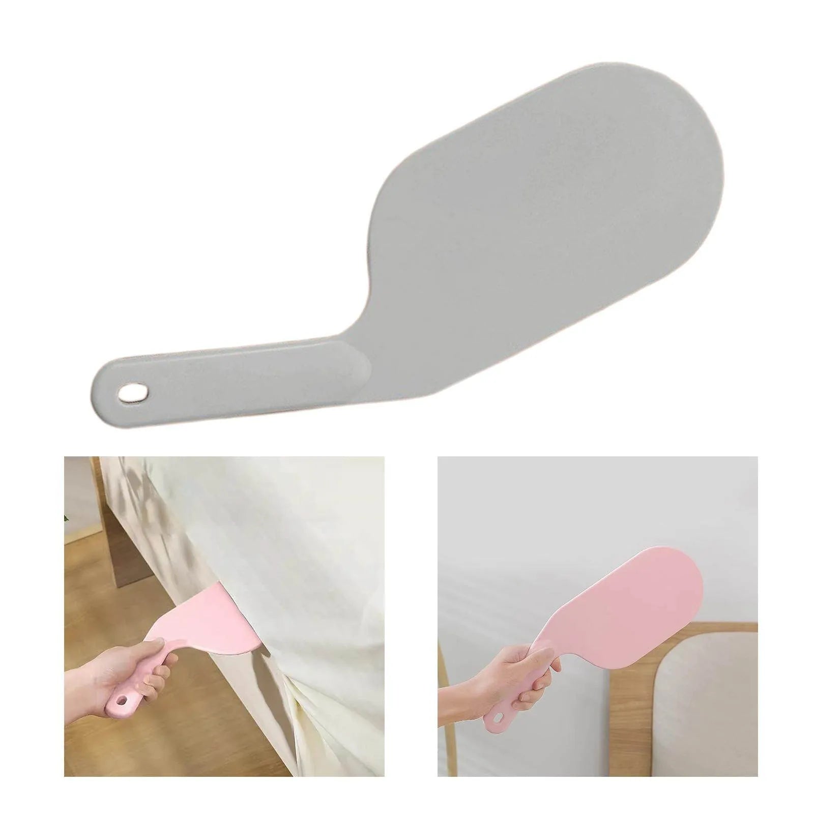 Gray and pink dusting brushes on a white background with insets showing their use.