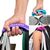 Ergonomic click carry grocery bag handle grip designed for comfortable and easy carrying of shopping bags.
