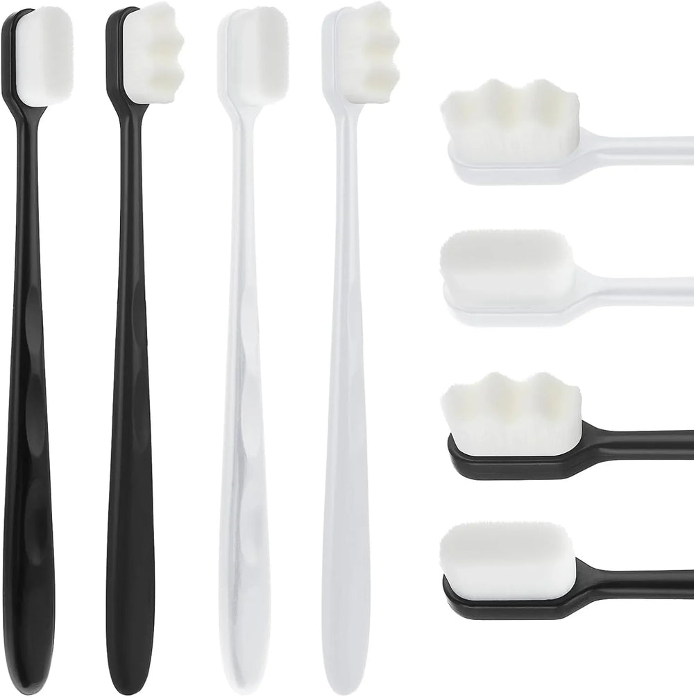 Extra soft toothbrush with ultra-fine bristles for comfortable cleaning of sensitive gums and teeth.