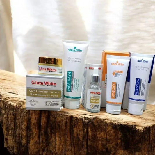 Collection of Gluta White skincare products