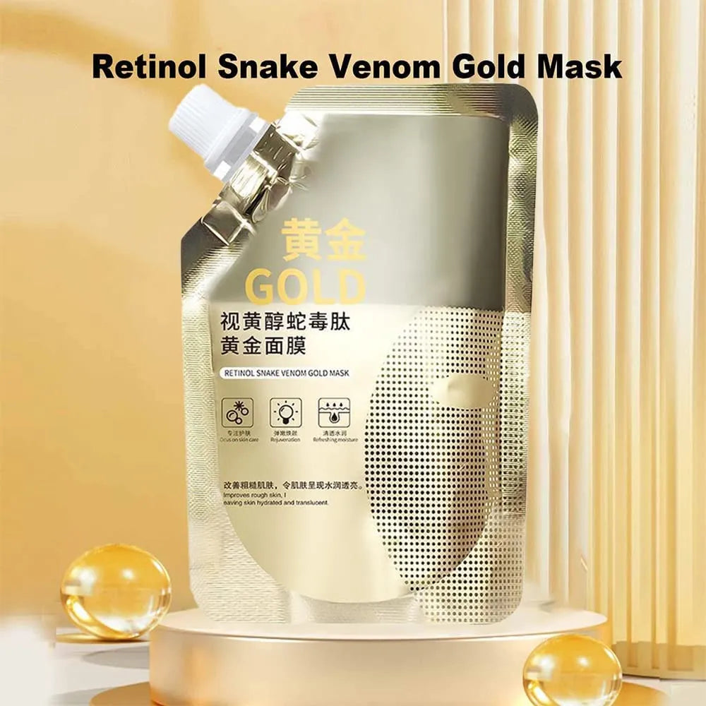 Golden snake venom skincare mask designed for facial nourishment and beauty care.
