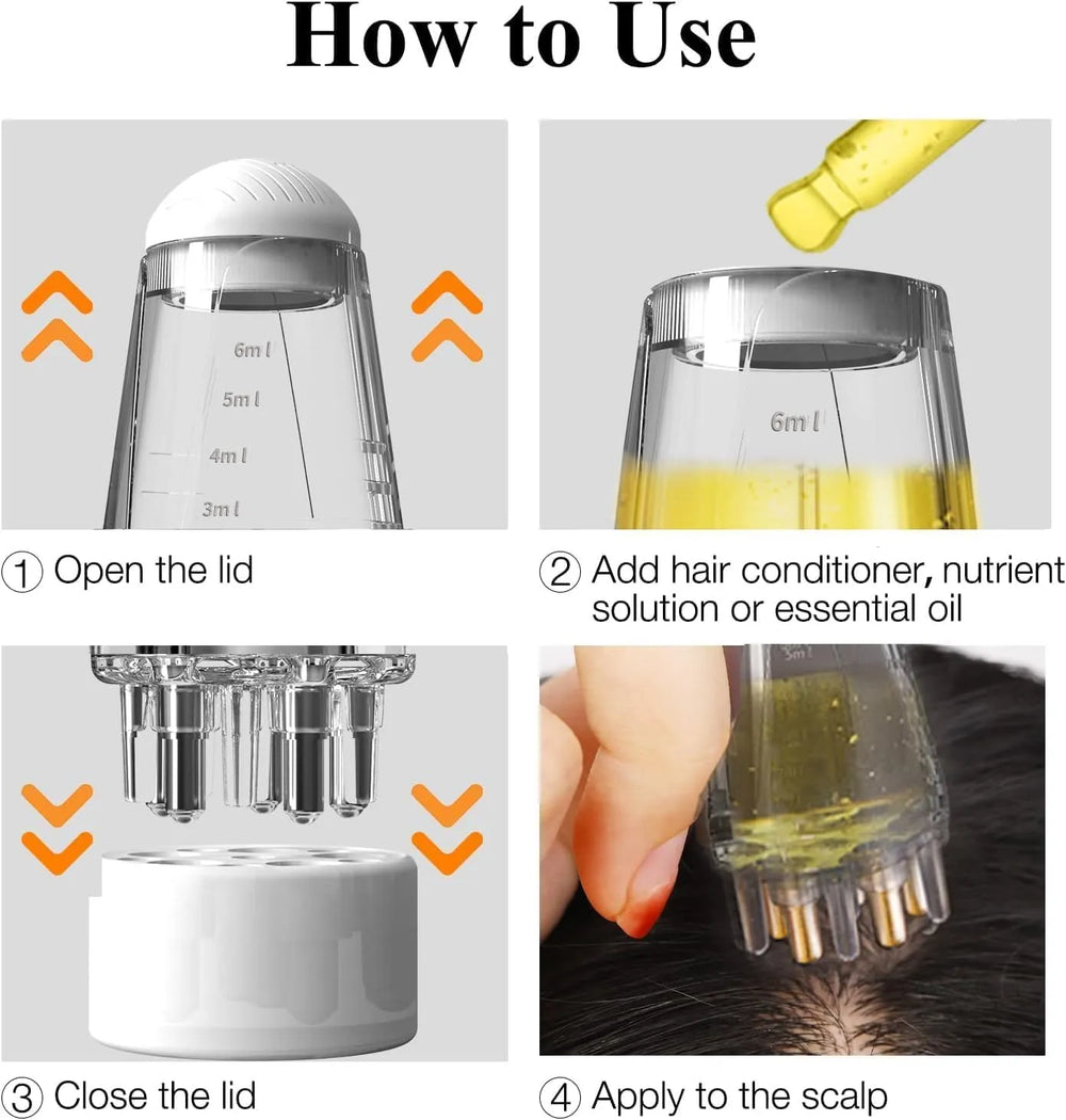 Instructions on how to use a hair care device with images and text.