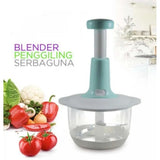 Multifunctional blender with vegetables on a white background