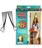 Magic Mesh screen door with packaging featuring a woman and dog.