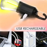 Hanging LED camping lantern with a sturdy hook for tents, patios, and emergency lighting.