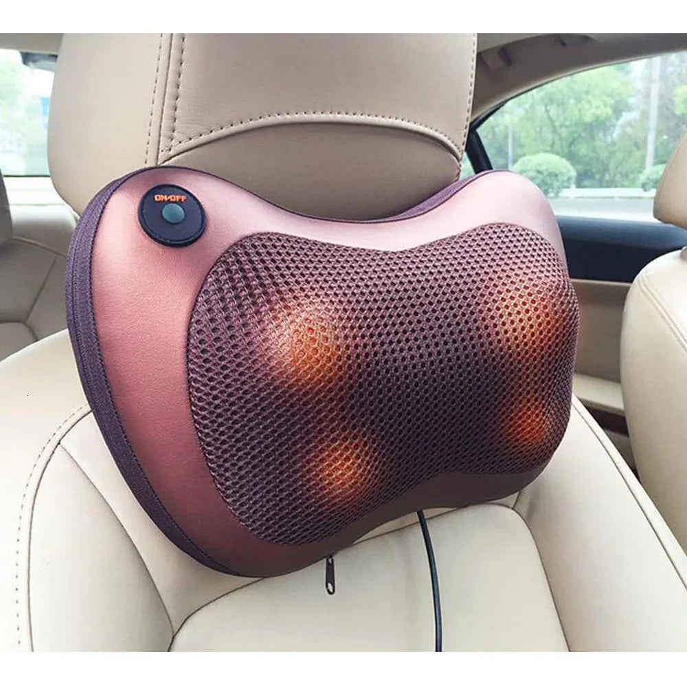 Car neck massager with heating function on a car seat
