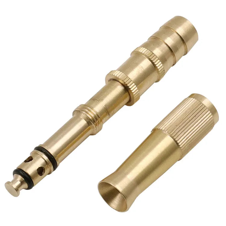 Heavy-duty garden hose nozzle designed for high-pressure water flow and long-lasting performance.