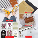 Collage of various products including shoes, envelopes, a DIY handbag, gift tags, and a curtain.
