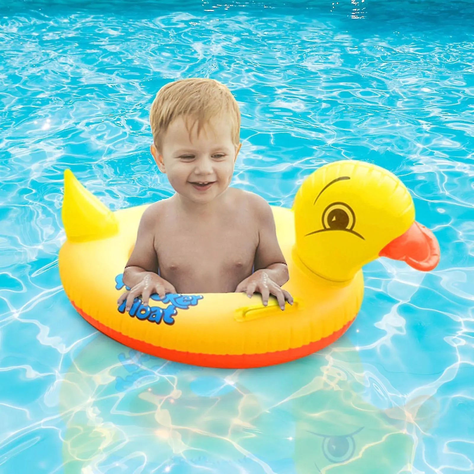 Inflatable baby duck float seat offering a fun and supportive design for young swimmers.