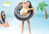 Intex 36-inch giant tire swimming pool ring for fun, floating, and relaxing in the water.