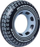 Giant tire inflatable pool ring by Intex for comfortable floating and water recreation.