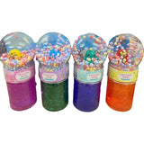 Four colorful containers of Crystal Mud with different colored bases on a white background.